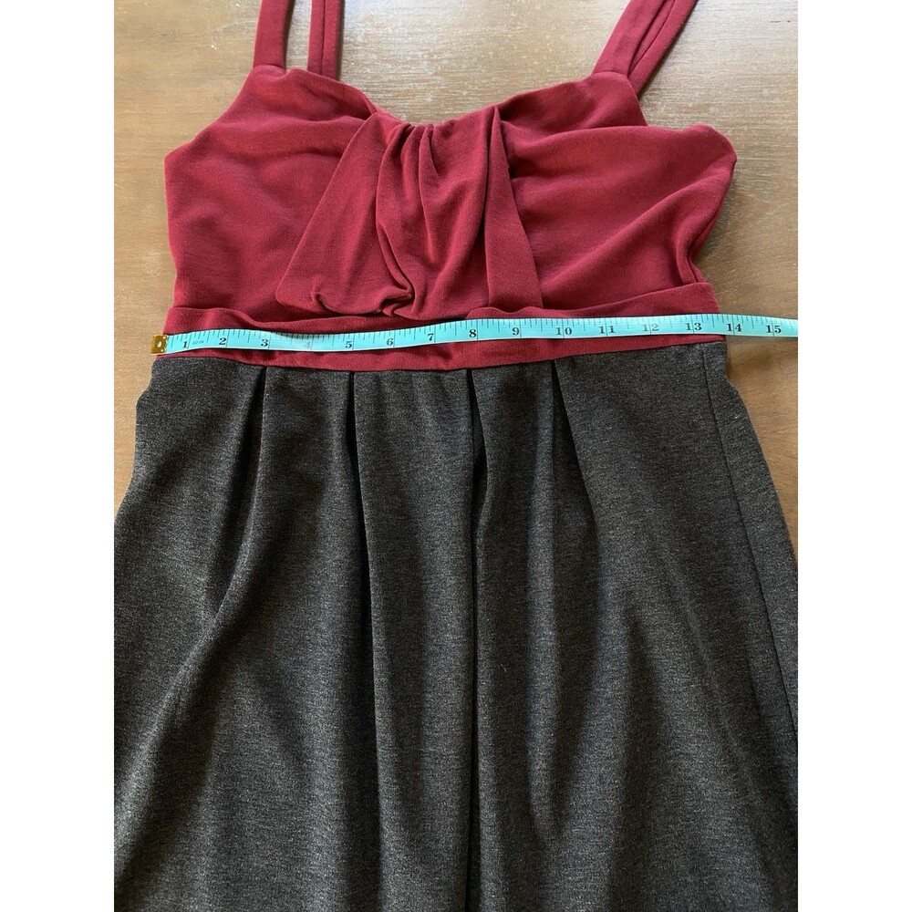 Ella Moss Dress Size Medium Burgundy & Gray Colorblock Front Twist Ruffle Detail - Picture 7 of 13